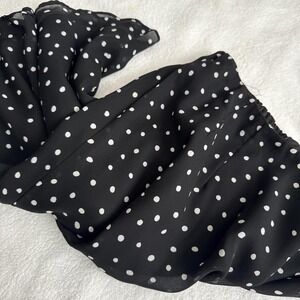 office siren white + black polka dot midi skirt